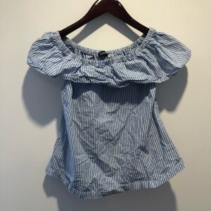 H&M Light Blue Striped Off-Shoulder Blouse